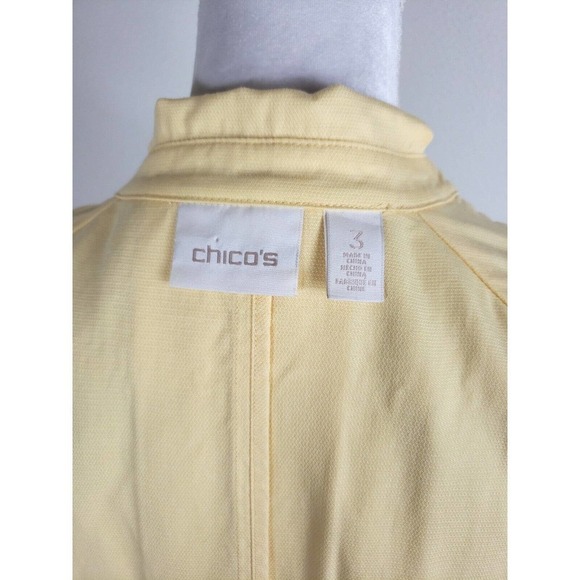 Chico's~Size 3 (XL)~Yellow Unlined Open Front Blazer Collar & Lapels Epaulettess - Picture 7 of 16